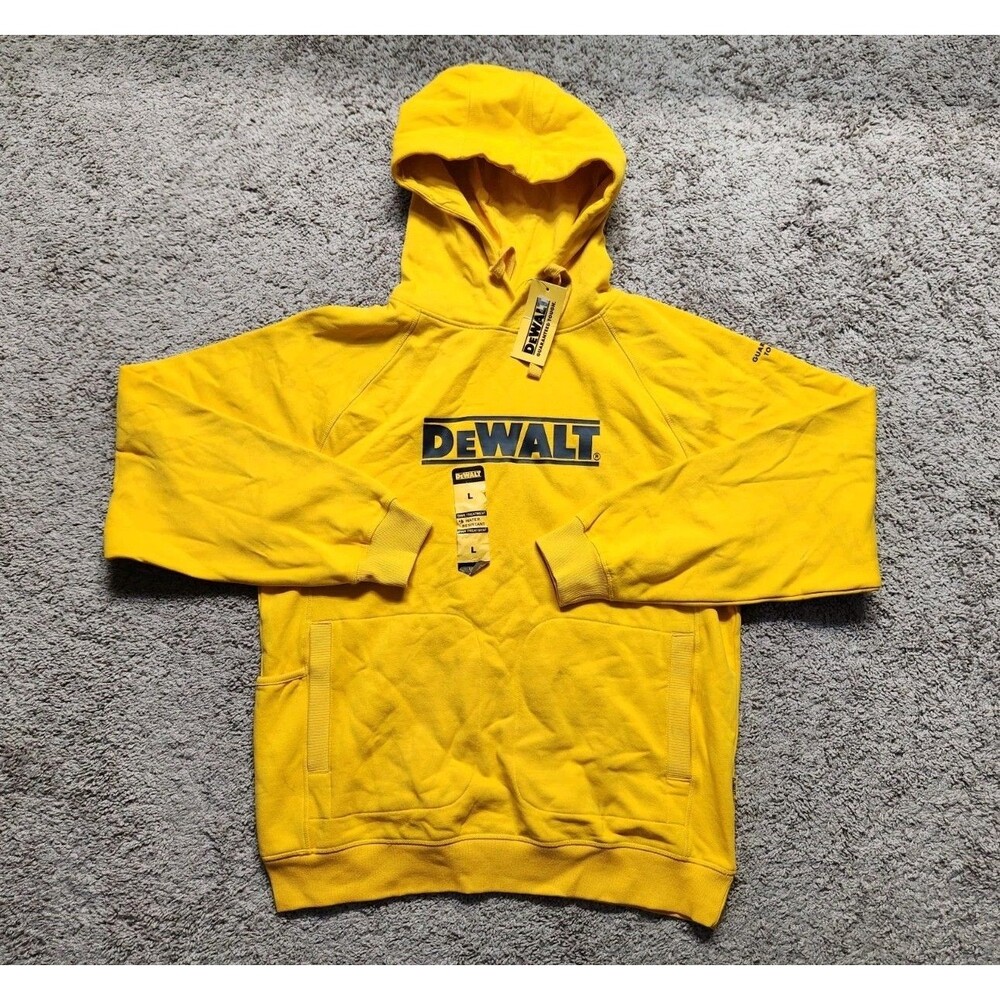 DEWALT Logan Men's L Yellow Heavy Duty Hoodie Hooded Sweatshirt Water Resistant